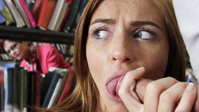 Fresh bitchy chick Emma Stone gets fucked in the local store