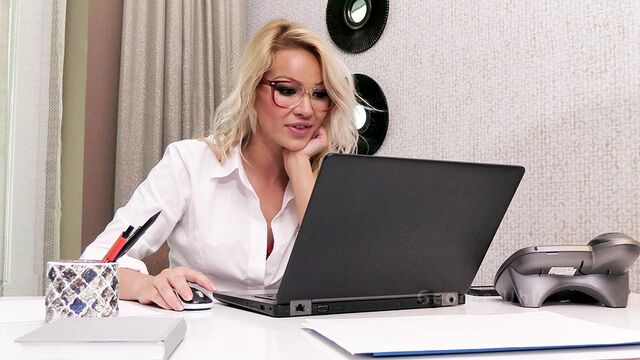 Angel in sexy red lingerie Cherry Kiss fucked in the cowgirl pose