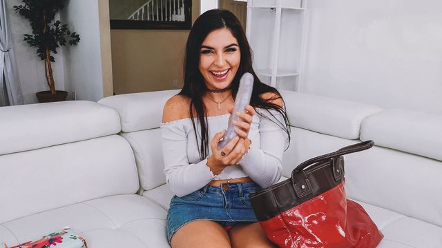 Passionate small-tit brunette Keira Croft fucked herself