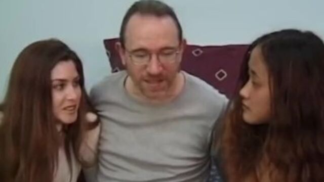 Flirtatious goddess's threesome clip