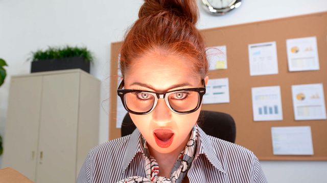 Gorgeous redhead with big boobs Lennox Luxe screwed from behind