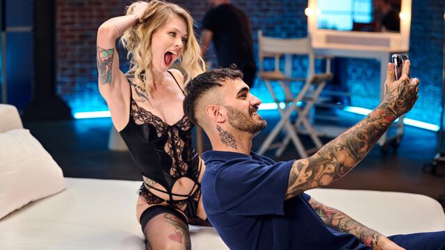 Blonde chick with good bottom Sammm Next Door rammed by black dick