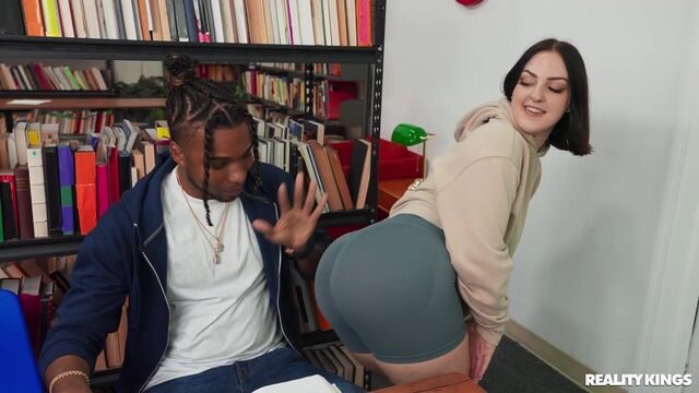 Interracial sex at the library with a big-bottomed whitey Lucy Lotus