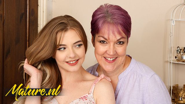 Tráiler con la romántica Blonde Gabie y Layla Bird con madura de Mature NL