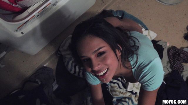 Busty brunette with round ass Autumn Falls nailed in the laundry