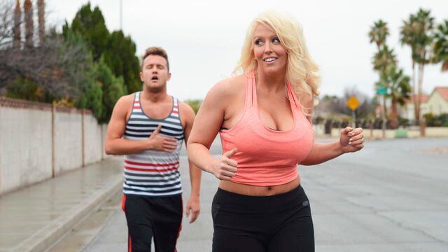 Blonde with huge tits Alura TNT Jenson fucked on the ladder