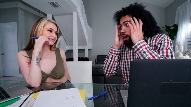 Good busty mademoiselle Kimberly Snow jumps on a big brown cock